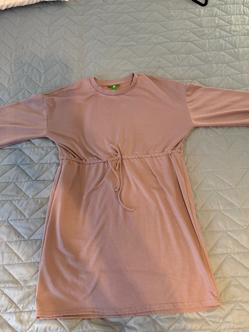 Lavender Long Sleeve Drawstring Waist Dress